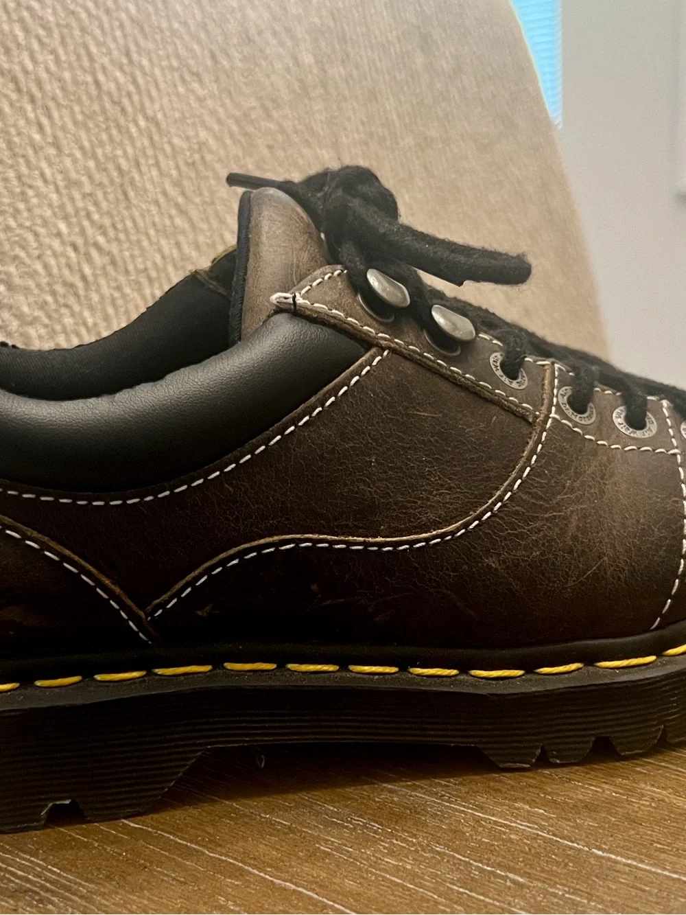 Dr. Martens Mellows - LIMITED Brown Boots with White & Yellow Stitch